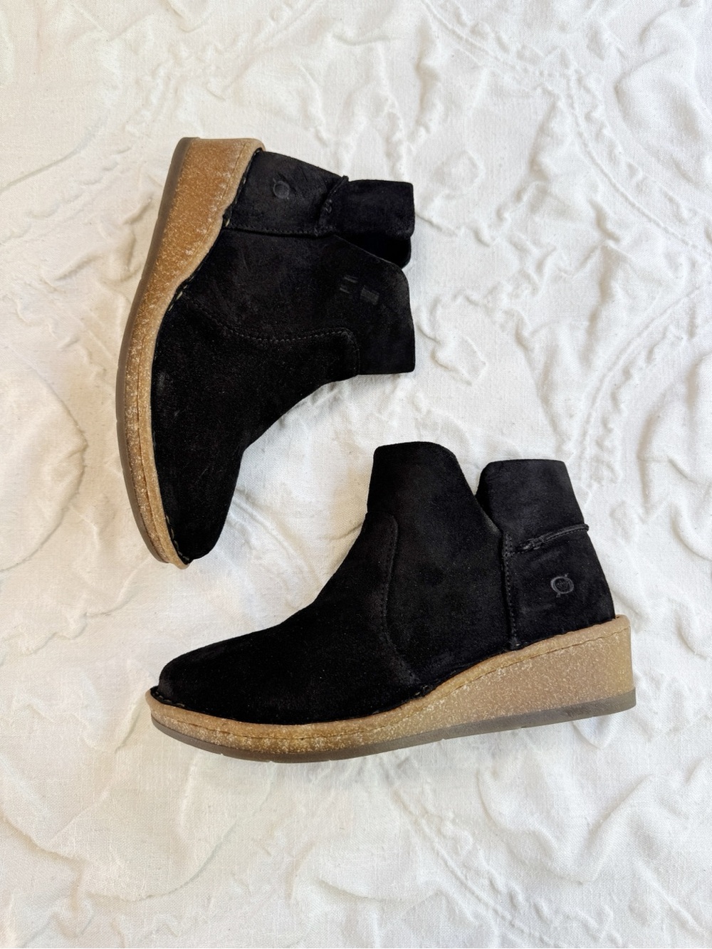 Born Black Suede Ankle Booties with Wedge Sole Size 8.5 New
